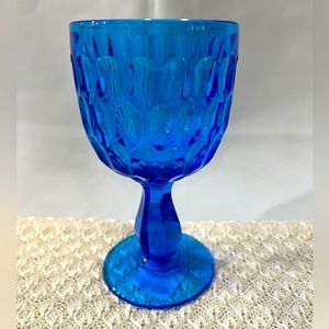 Fenton Art Glass Colonial Blue Thumbprint Wine